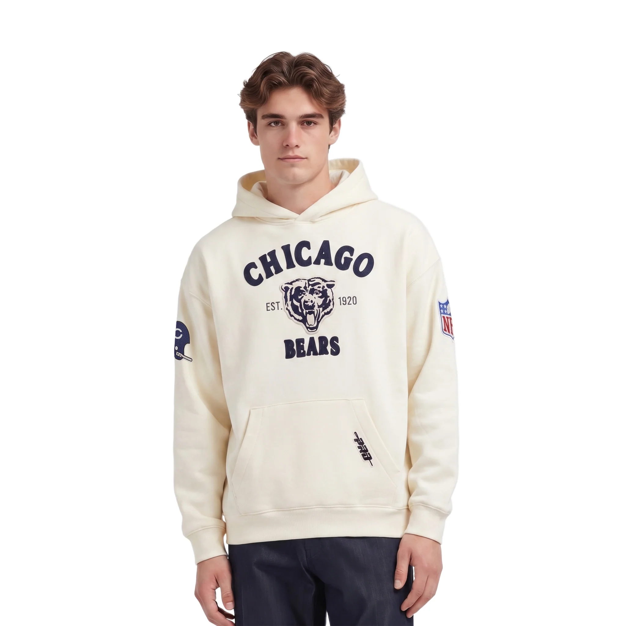 NFL CHICAGO BEARS FIRST TEAM MEN'S PULL OVER HOODIE (EGGSHELL)
