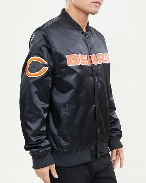 NFL CHICAGO BEARS BIG LOGO MEN'S SATIN JACKET (BLACK) - Image 13