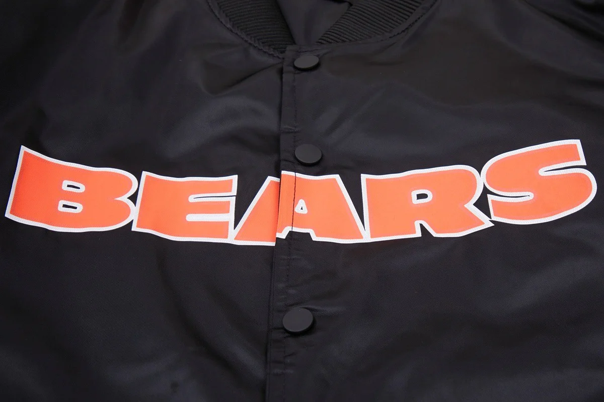 NFL CHICAGO BEARS BIG LOGO MEN'S SATIN JACKET (BLACK) - Image 6