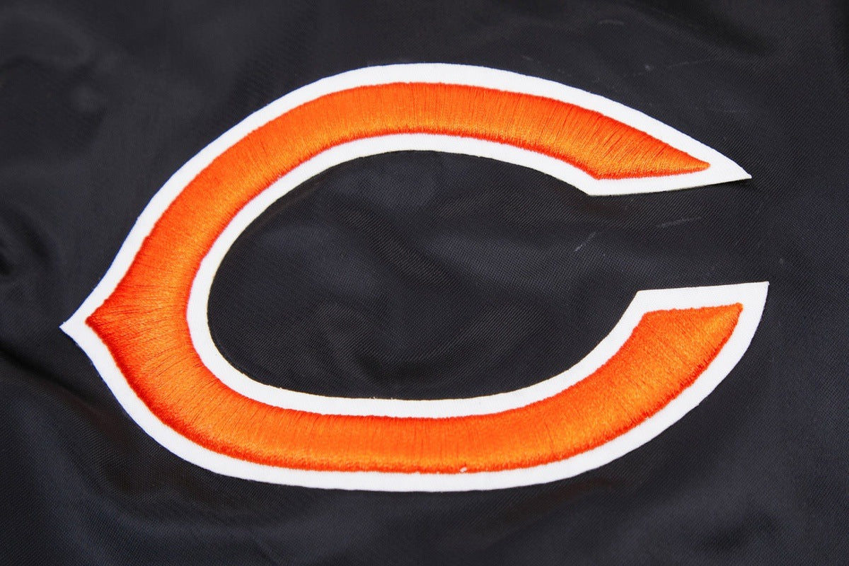 NFL CHICAGO BEARS BIG LOGO MEN'S SATIN JACKET (BLACK) - Image 7