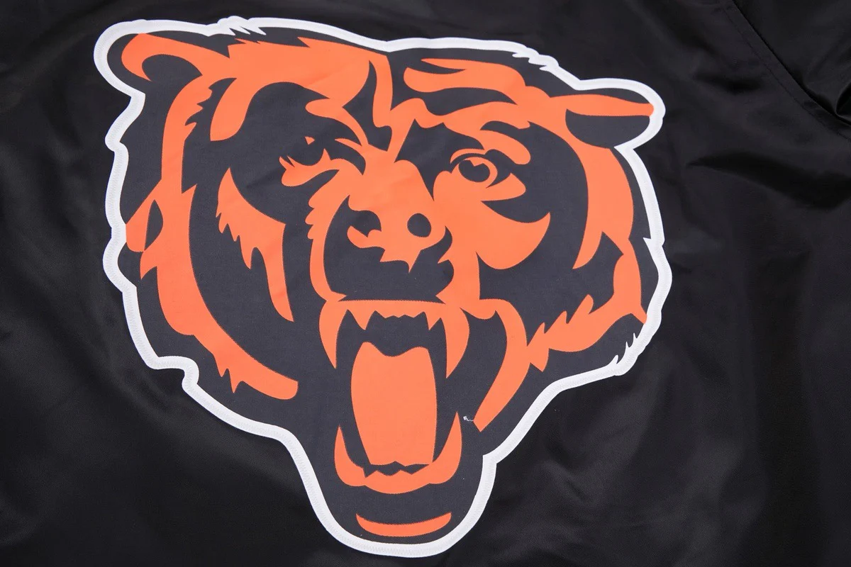 NFL CHICAGO BEARS BIG LOGO MEN'S SATIN JACKET (BLACK) - Image 9