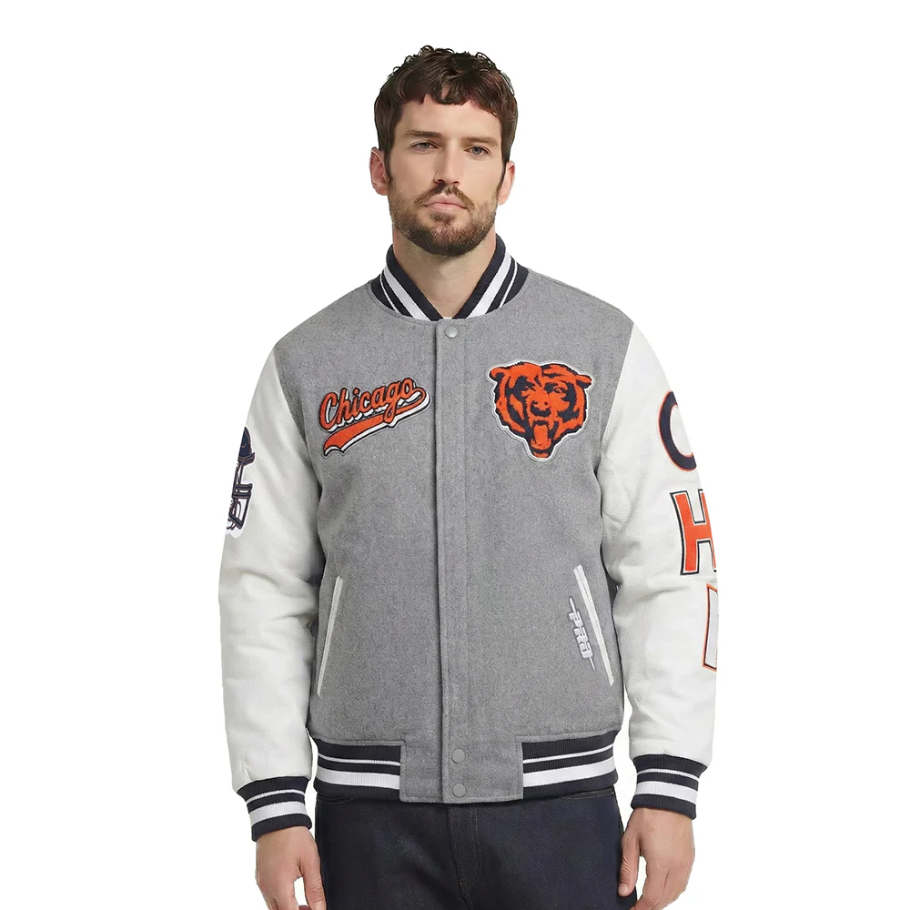 NFL CHICAGO BEARS SCRIPT TAIL MEN'S RIB WOOL VARSITY (HEATHER GREY/WHITE/MIDNIGHT NAVY)