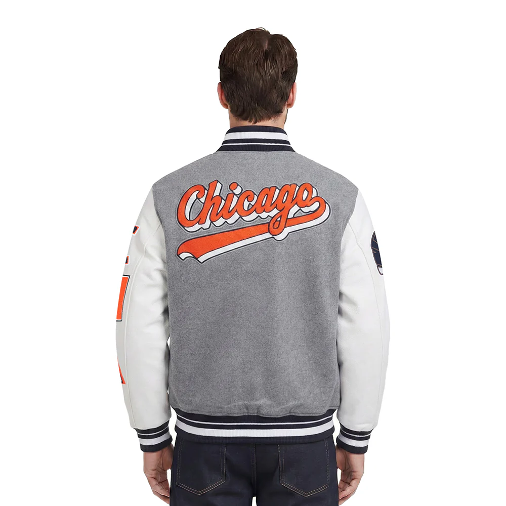 NFL CHICAGO BEARS SCRIPT TAIL MEN'S RIB WOOL VARSITY (HEATHER GREY/WHITE/MIDNIGHT NAVY) - Image 2