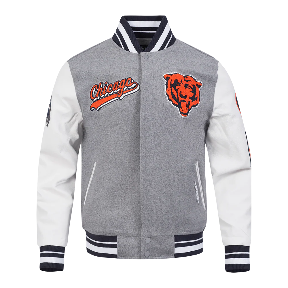 NFL CHICAGO BEARS SCRIPT TAIL MEN'S RIB WOOL VARSITY (HEATHER GREY/WHITE/MIDNIGHT NAVY) - Image 3