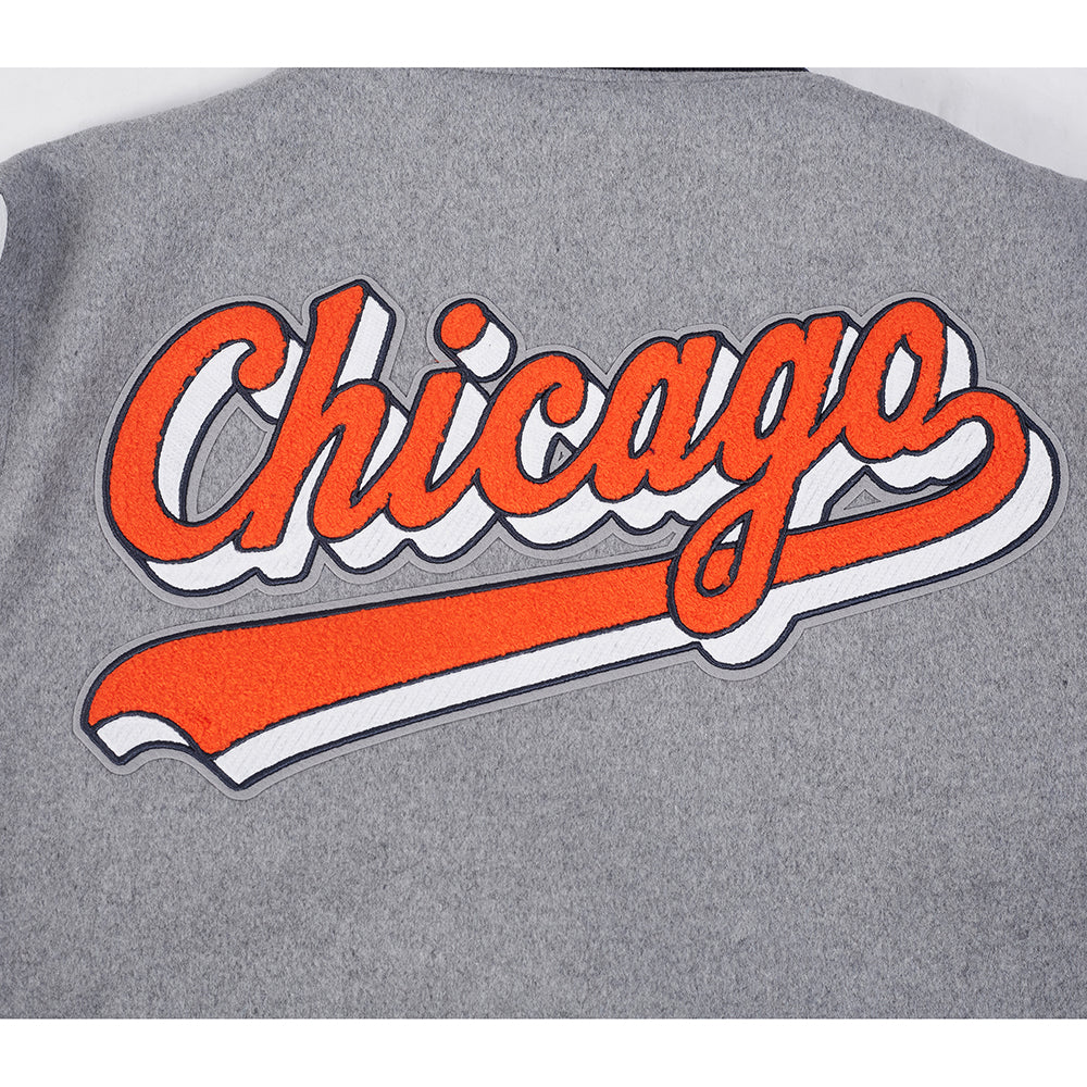 NFL CHICAGO BEARS SCRIPT TAIL MEN'S RIB WOOL VARSITY (HEATHER GREY/WHITE/MIDNIGHT NAVY) - Image 9