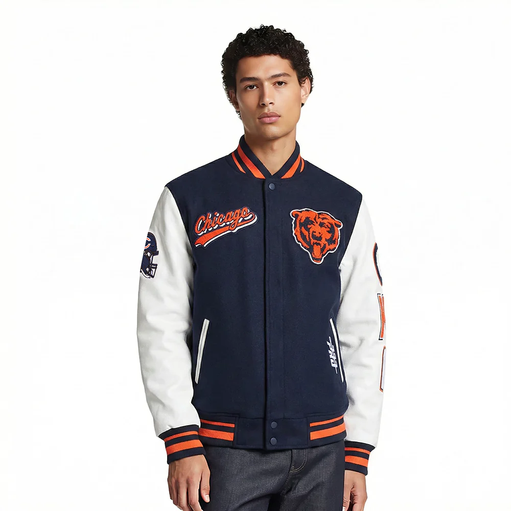 NFL CHICAGO BEARS SCRIPT TAIL MEN'S RIB WOOL VARSITY (MIDNIGHT NAVY/ORANGE/MIDNIGHT NAVY) - Image 2