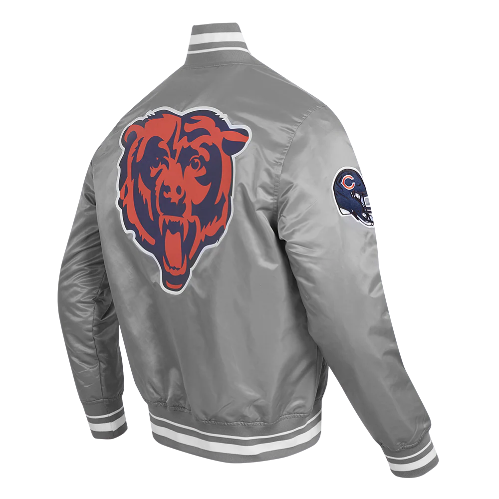 NFL CHICAGO BEARS SCRIPT TAIL MEN'S SATIN JACKET (GRAY) - Image 4