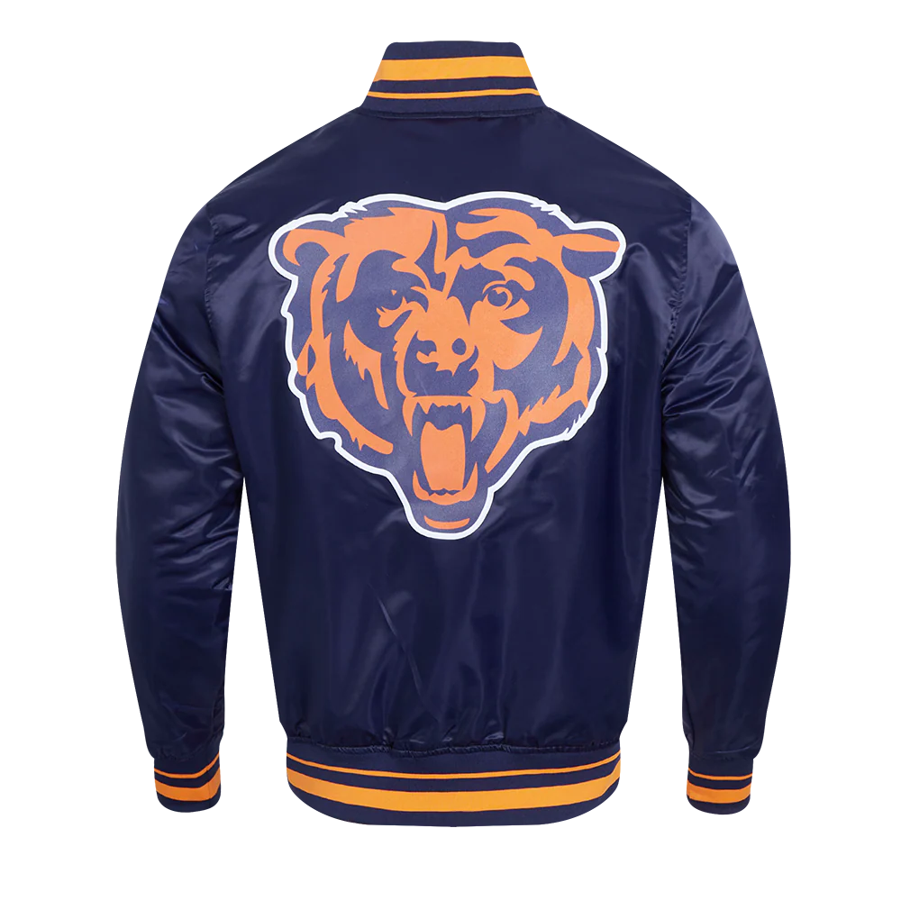NFL CHICAGO BEARS SCRIPT TAIL MEN'S SATIN JACKET (MIDNIGHT NAVY/ORANGE/MIDNIGHT NAVY) - Image 3