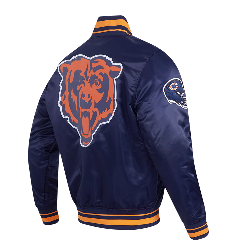 NFL CHICAGO BEARS SCRIPT TAIL MEN'S SATIN JACKET (MIDNIGHT NAVY/ORANGE/MIDNIGHT NAVY) - Image 4