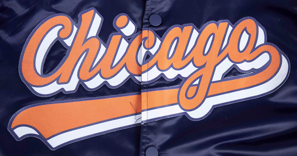 NFL CHICAGO BEARS SCRIPT TAIL MEN'S SATIN JACKET (MIDNIGHT NAVY/ORANGE/MIDNIGHT NAVY) - Image 5