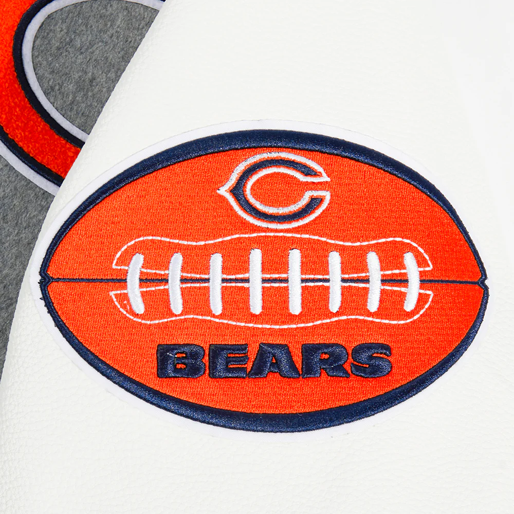 NFL CHICAGO BEARS OLD ENGLISH MEN'S RIB WOOL VARSITY JACKET (HEATHER GREY/WHITE/MIDNIGHT NAVY) - Image 7