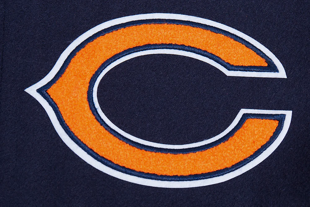 NFL CHICAGO BEARS OLD ENGLISH MEN'S RIB WOOL VARSITY JACKET (MIDNIGHT NAVY/ORANGE/MIDNIGHT NAVY) - Image 9