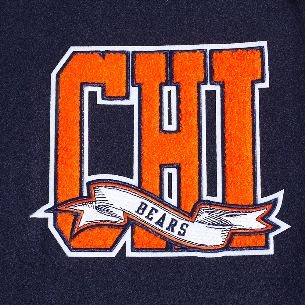 NFL CHICAGO BEARS TEAM PENNANTS MEN'S RIB WOOL VARSITY JACKET (MIDNIGHT NAVY/ORANGE/MIDNIGHT NAVY) - Image 10
