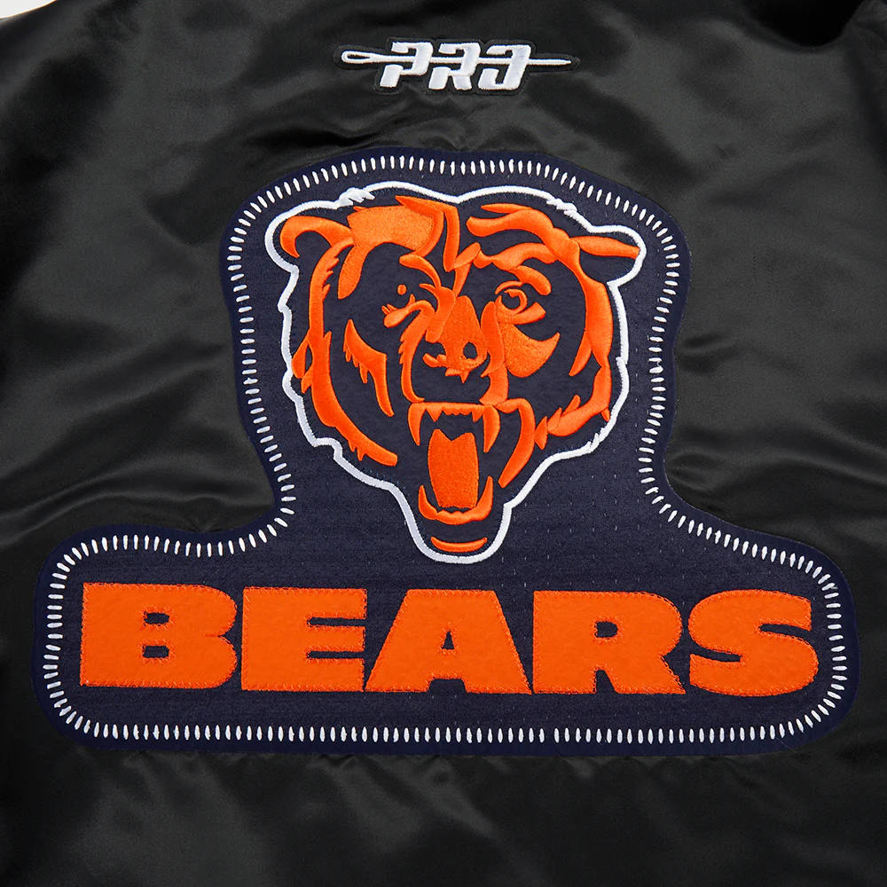 NFL CHICAGO BEARS DIY PICK STITCH MEN'S RIB SATIN JACKET (BLACK) - Image 5