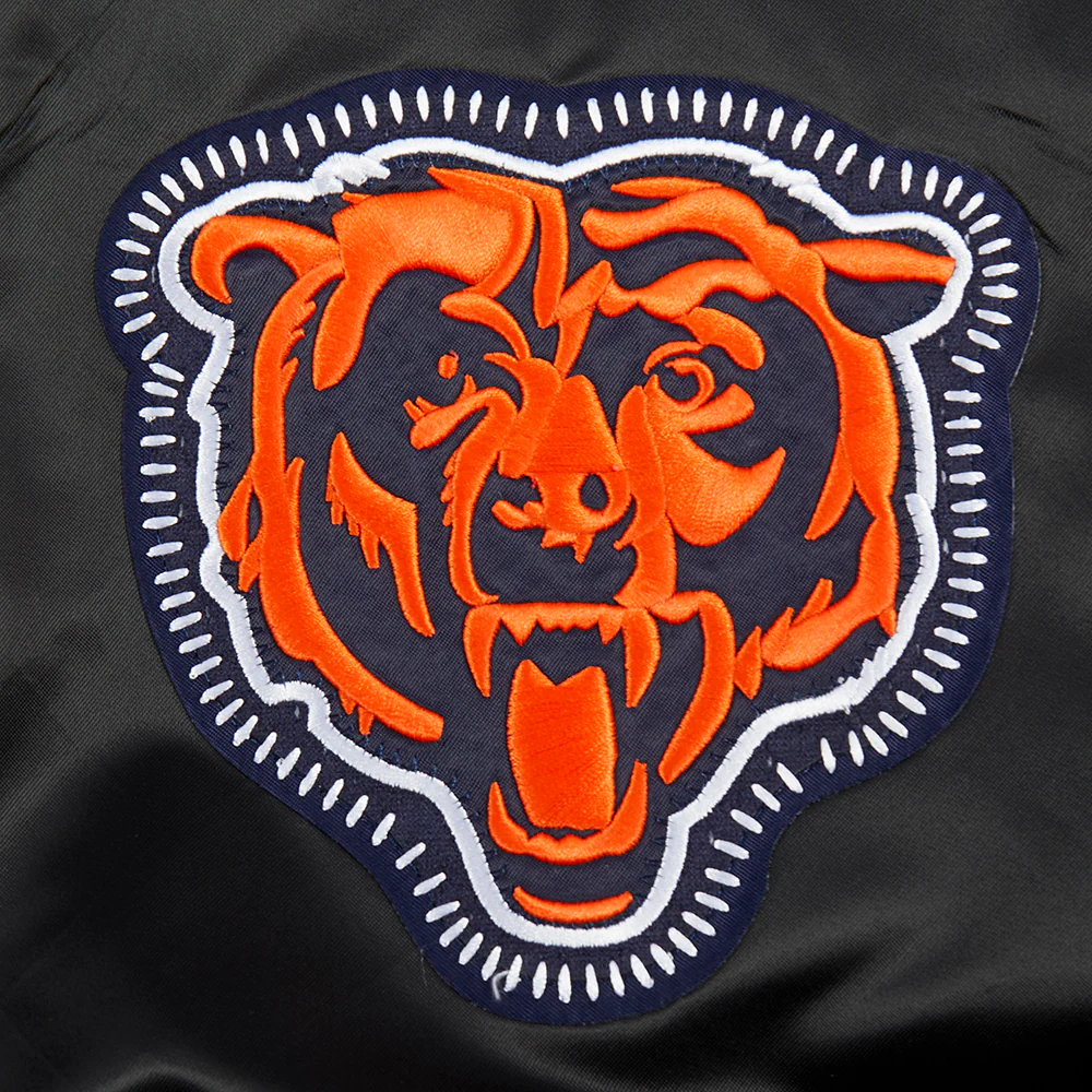 NFL CHICAGO BEARS DIY PICK STITCH MEN'S RIB SATIN JACKET (BLACK) - Image 7