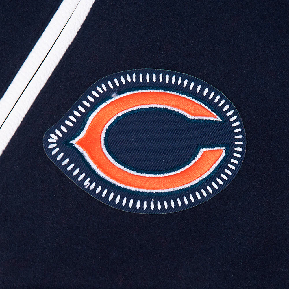 NFL CHICAGO BEARS DIY PICK STITCH MEN'S RIB WOOL VARSITY JACKET (MIDNIGHT NAVY/ORANGE/MIDNIGHT NAVY) - Image 16