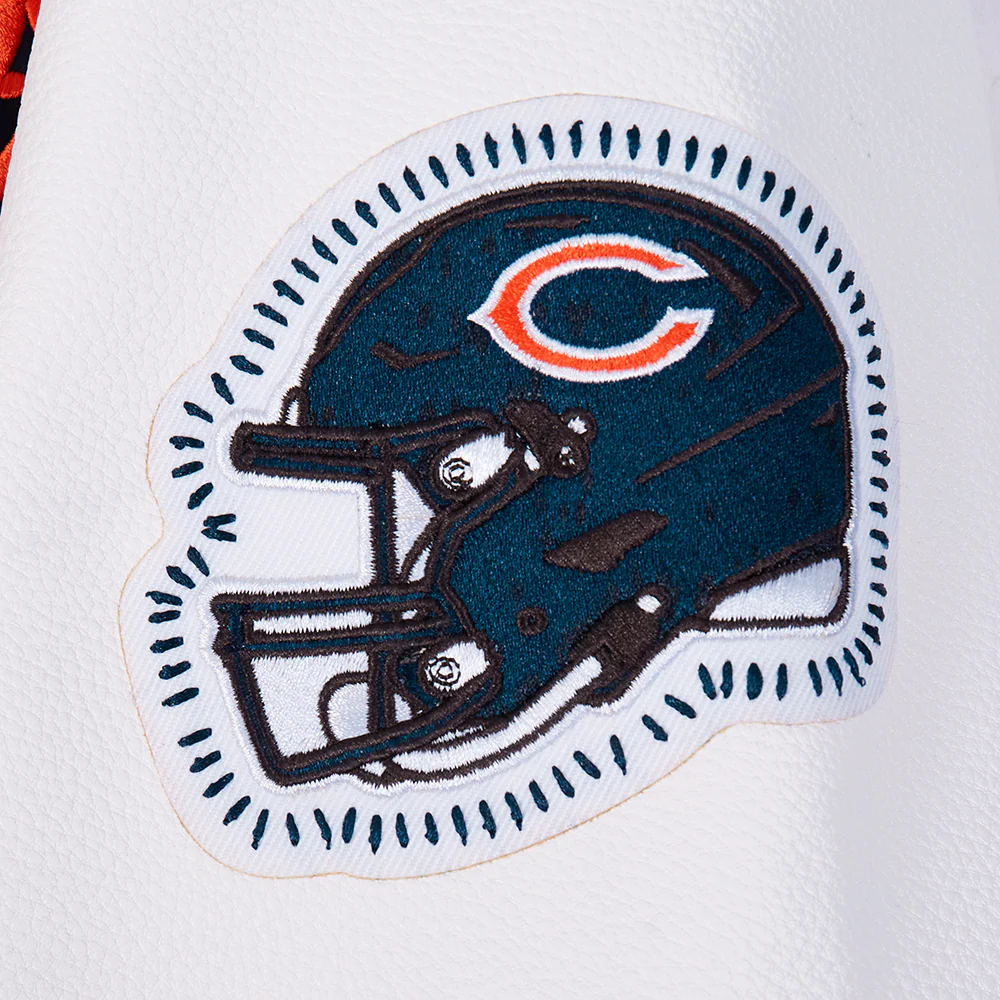 NFL CHICAGO BEARS DIY PICK STITCH MEN'S RIB WOOL VARSITY JACKET (MIDNIGHT NAVY/ORANGE/MIDNIGHT NAVY) - Image 6