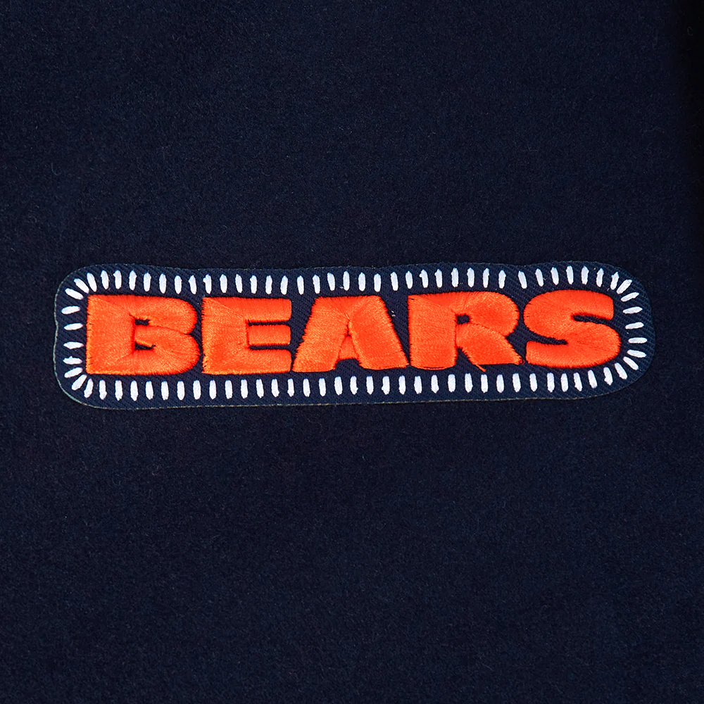 NFL CHICAGO BEARS DIY PICK STITCH MEN'S RIB WOOL VARSITY JACKET (MIDNIGHT NAVY/ORANGE/MIDNIGHT NAVY) - Image 8