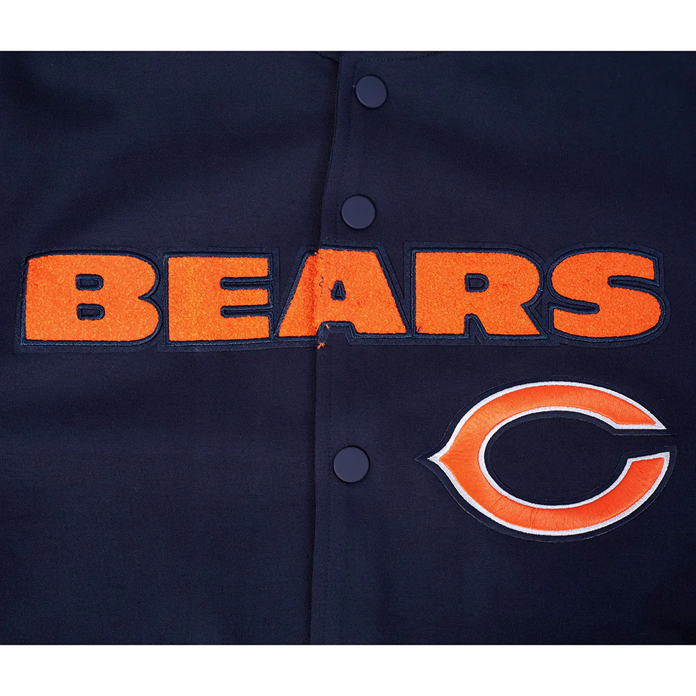 NFL CHICAGO BEARS PRO GAME DAY MEN'S DBL KNIT JACKET (MIDNIGHT NAVY/WHITE) - Image 7
