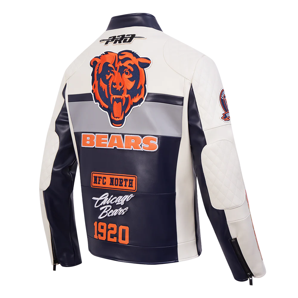 NFL CHICAGO BEARS MEN'S MOTO JACKET (EGGSHELL/ MIDNIGHT NAVY) - Image 14