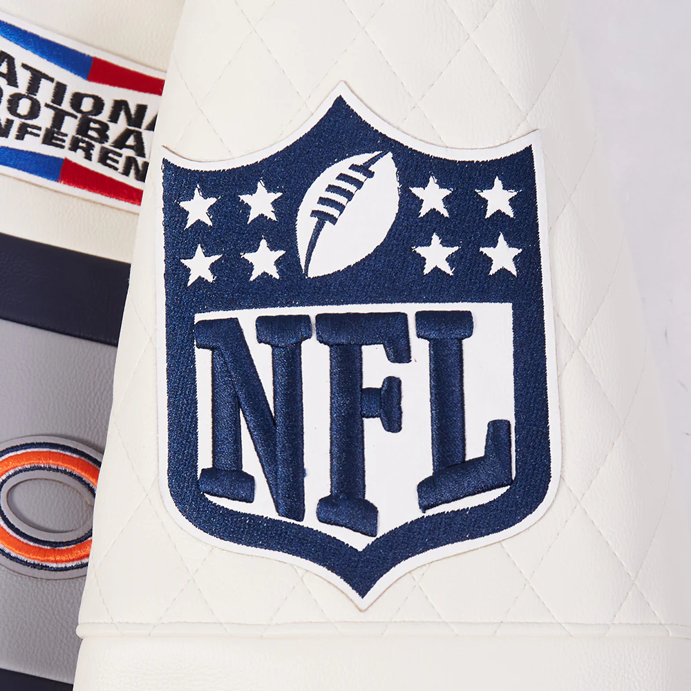 NFL CHICAGO BEARS MEN'S MOTO JACKET (EGGSHELL/ MIDNIGHT NAVY) - Image 9