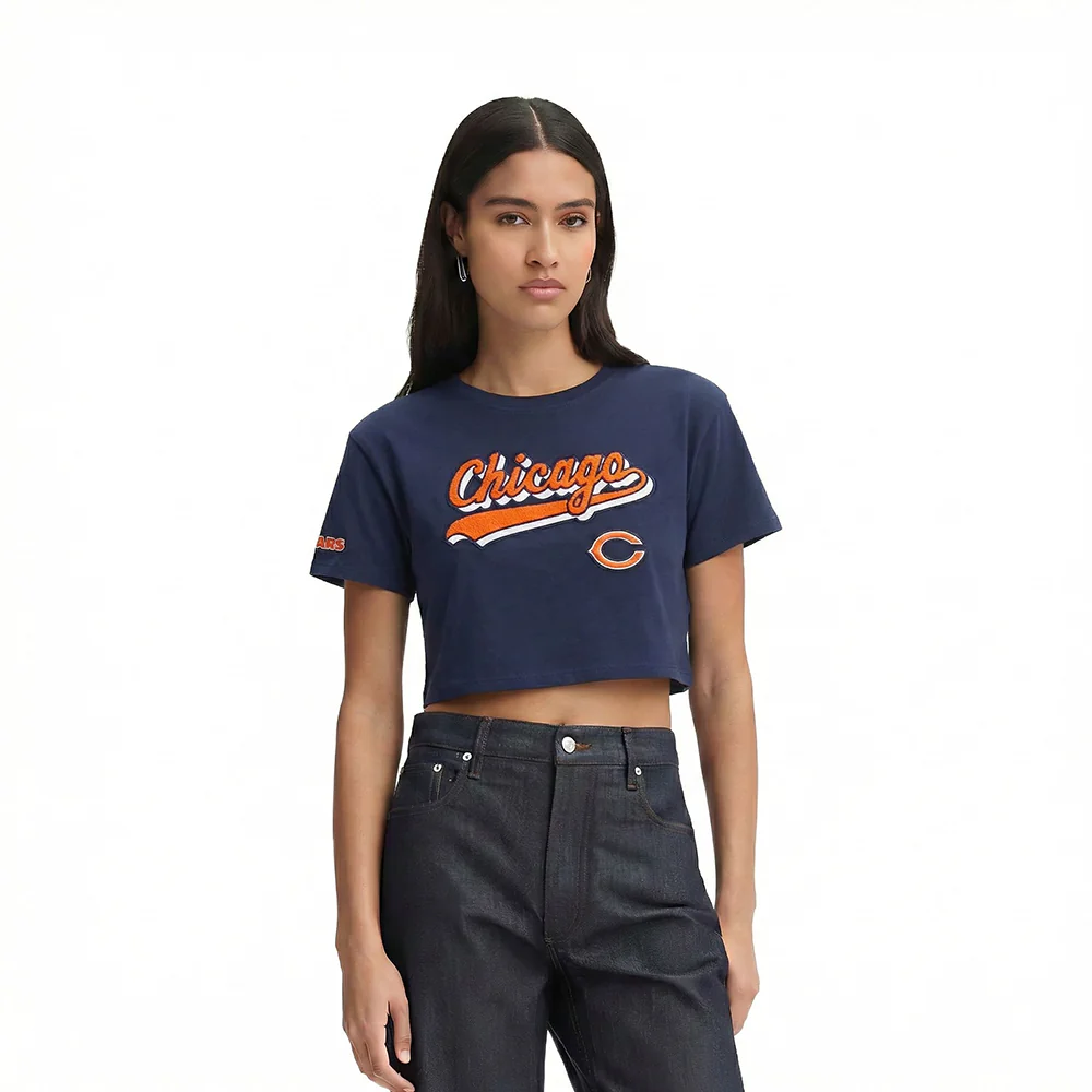 NFL CHICAGO BEARS SCRIPT TAIL WOMEN'S SJ BOXY TEE (MIDNIGHT NAVY)