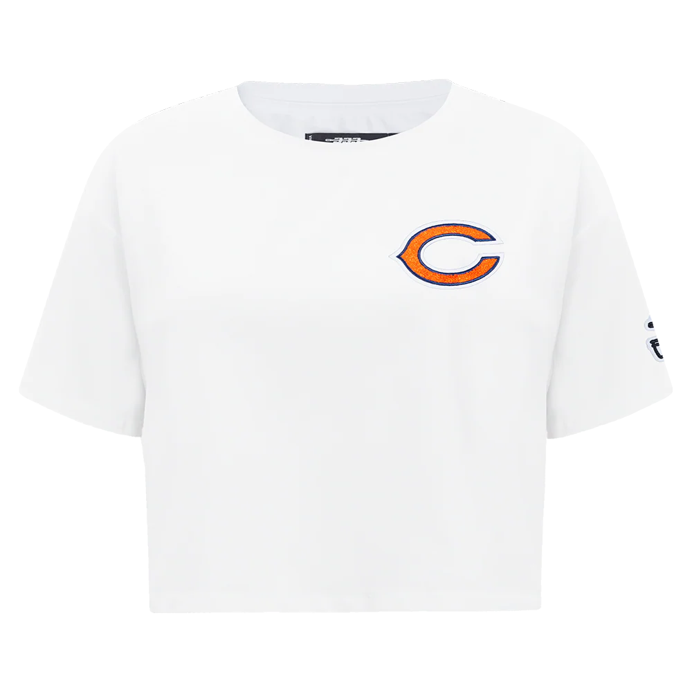 NFL CHICAGO BEARS CLASSIC WOMEN'S SINGLE JERSEY BOXY TEE (WHITE)