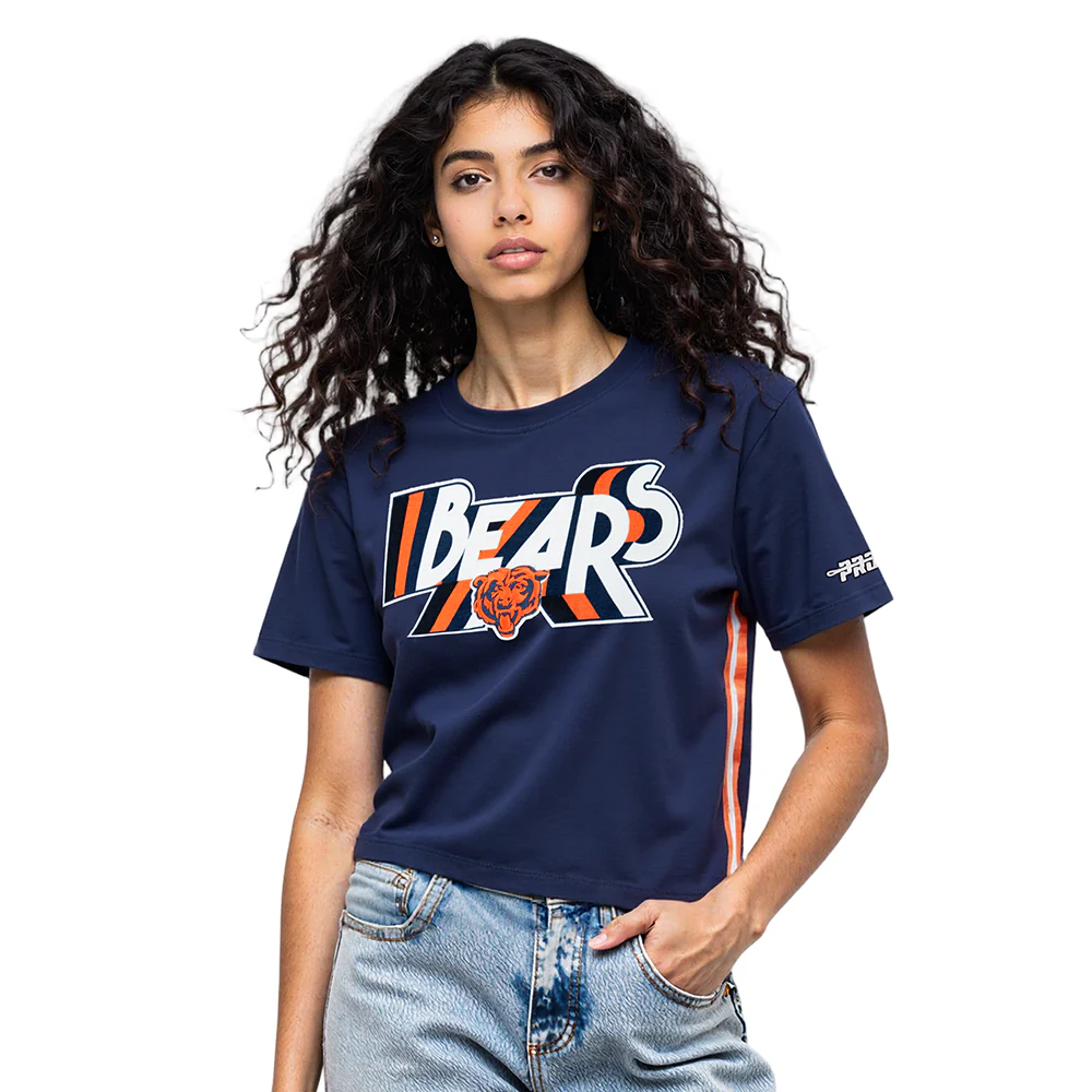 NFL CHICAGO BEARS RETRO ELEVATION WOMEN'S SINGLE JERSEY BOXY TEE (MIDNIGHT NAVY)