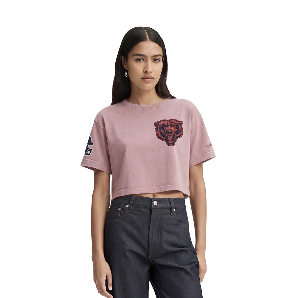 NFL CHICAGO BEARS WASHED JEWELS WOMEN'S S/S BOXY TEE (WASHED MAUVE)
