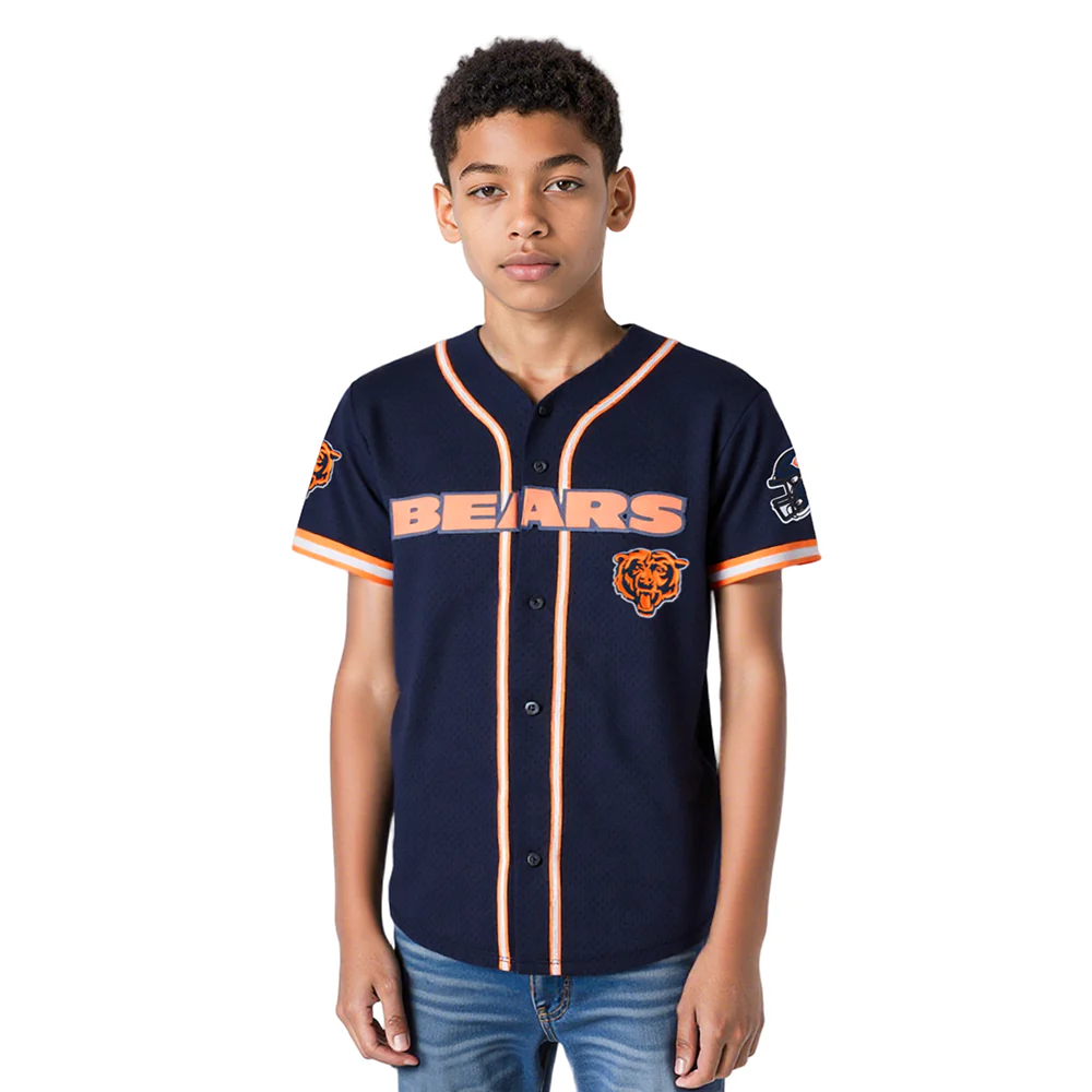 NFL CHICAGO BEARS CLASSIC BIG BOYS MESH BUTTON DOWN SHIRT (MIDNIGHT NAVY/ORANGE) - Image 10
