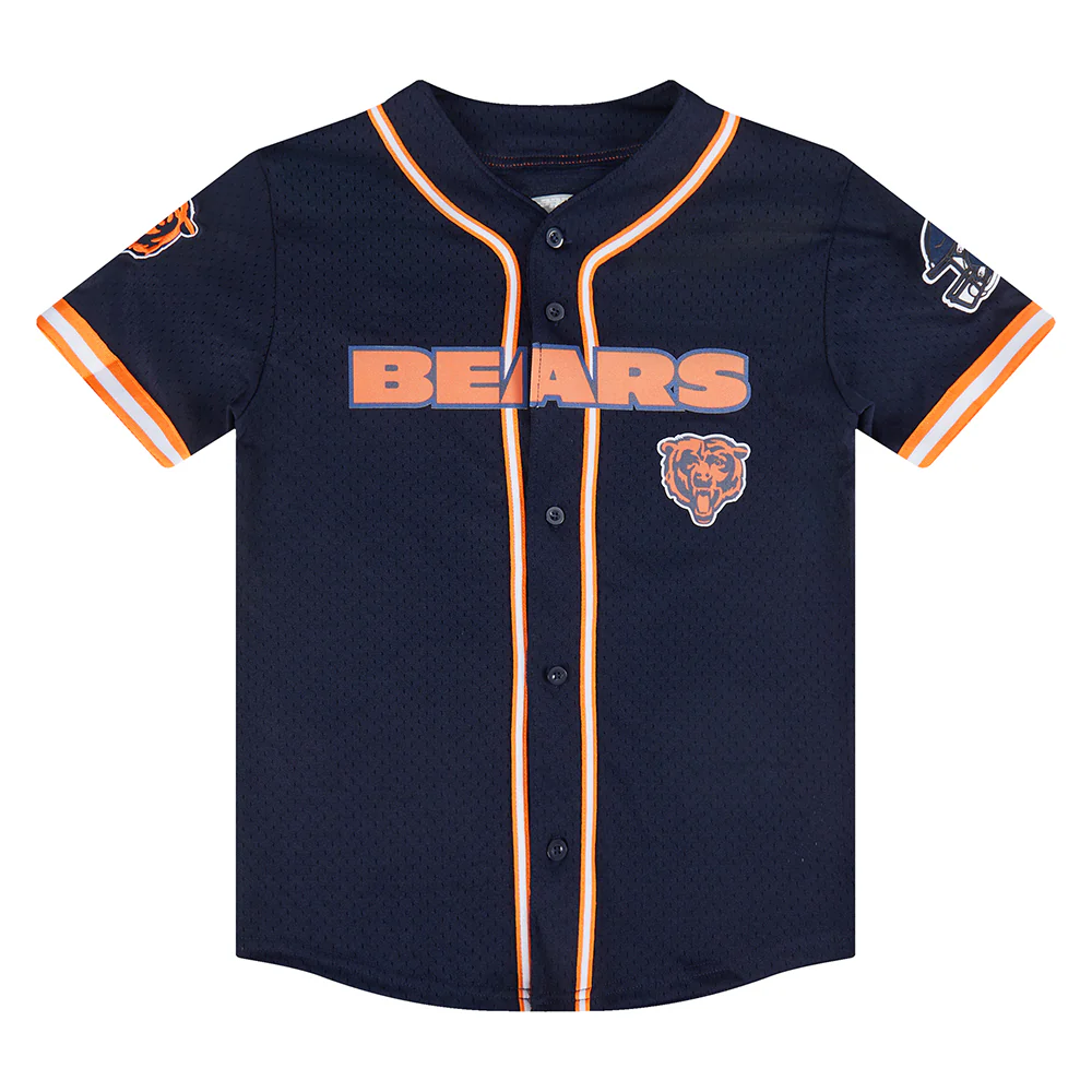 NFL CHICAGO BEARS CLASSIC BIG BOYS MESH BUTTON DOWN SHIRT (MIDNIGHT NAVY/ORANGE) - Image 12