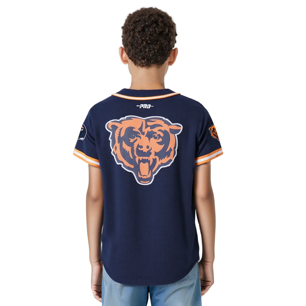 NFL CHICAGO BEARS CLASSIC BIG BOYS MESH BUTTON DOWN SHIRT (MIDNIGHT NAVY/ORANGE) - Image 2