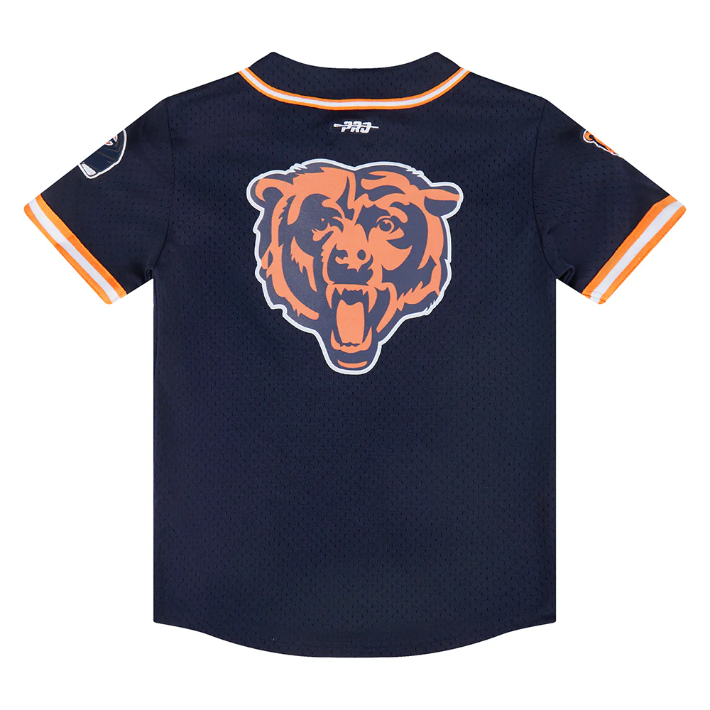 NFL CHICAGO BEARS CLASSIC BIG BOYS MESH BUTTON DOWN SHIRT (MIDNIGHT NAVY/ORANGE) - Image 4
