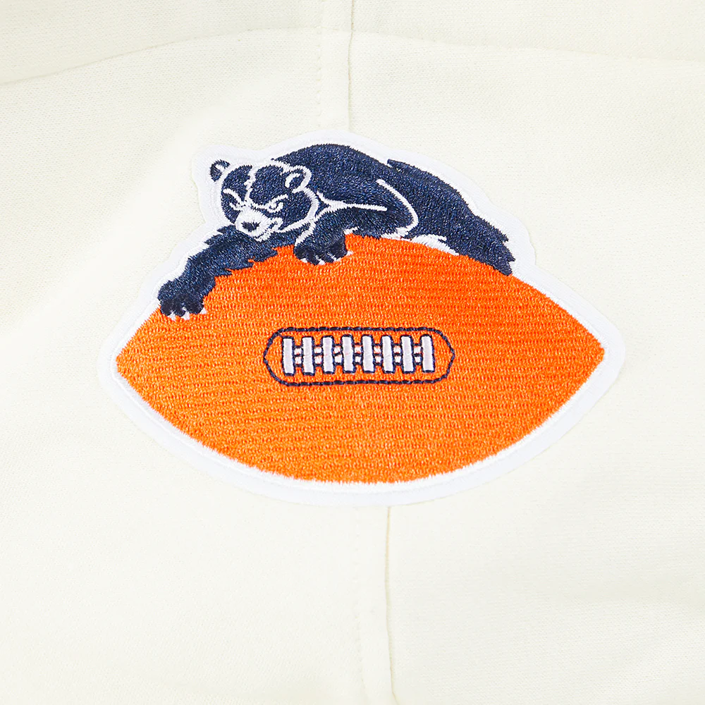 NFL CHICAGO BEARS RETRO CLASSIC BIG BOYS RIB FLEECE PULLOVER HOODIE (EGGSHELL/ MIDNIGHT NAVY) - Image 5