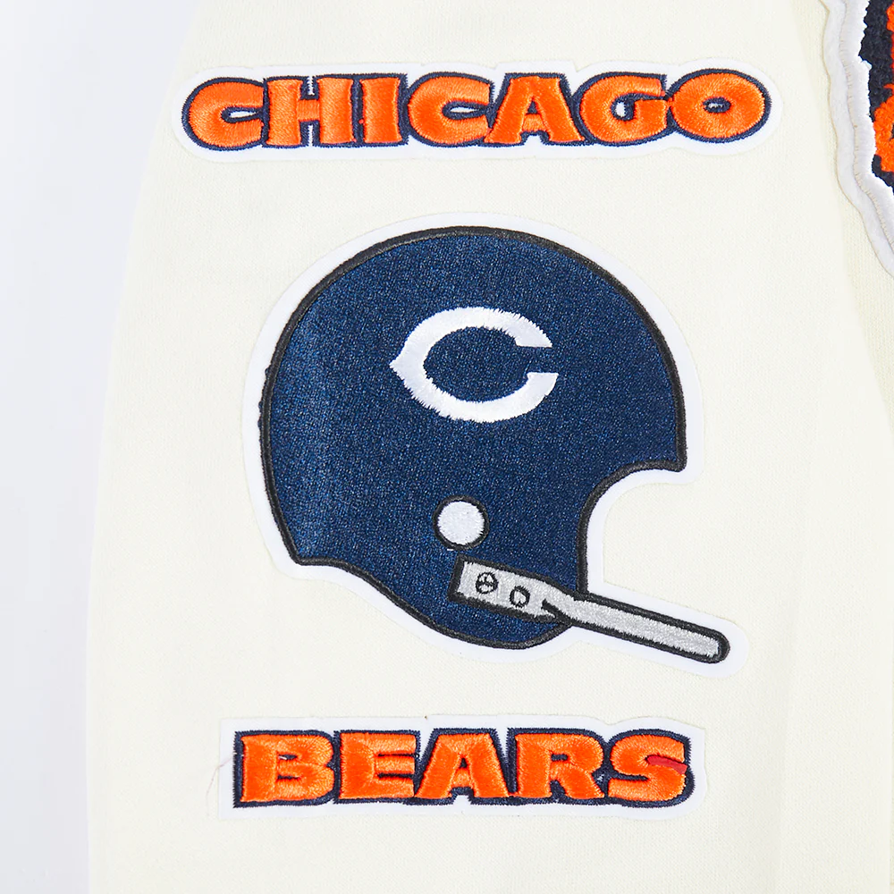 NFL CHICAGO BEARS RETRO CLASSIC BIG BOYS RIB FLEECE PULLOVER HOODIE (EGGSHELL/ MIDNIGHT NAVY) - Image 7