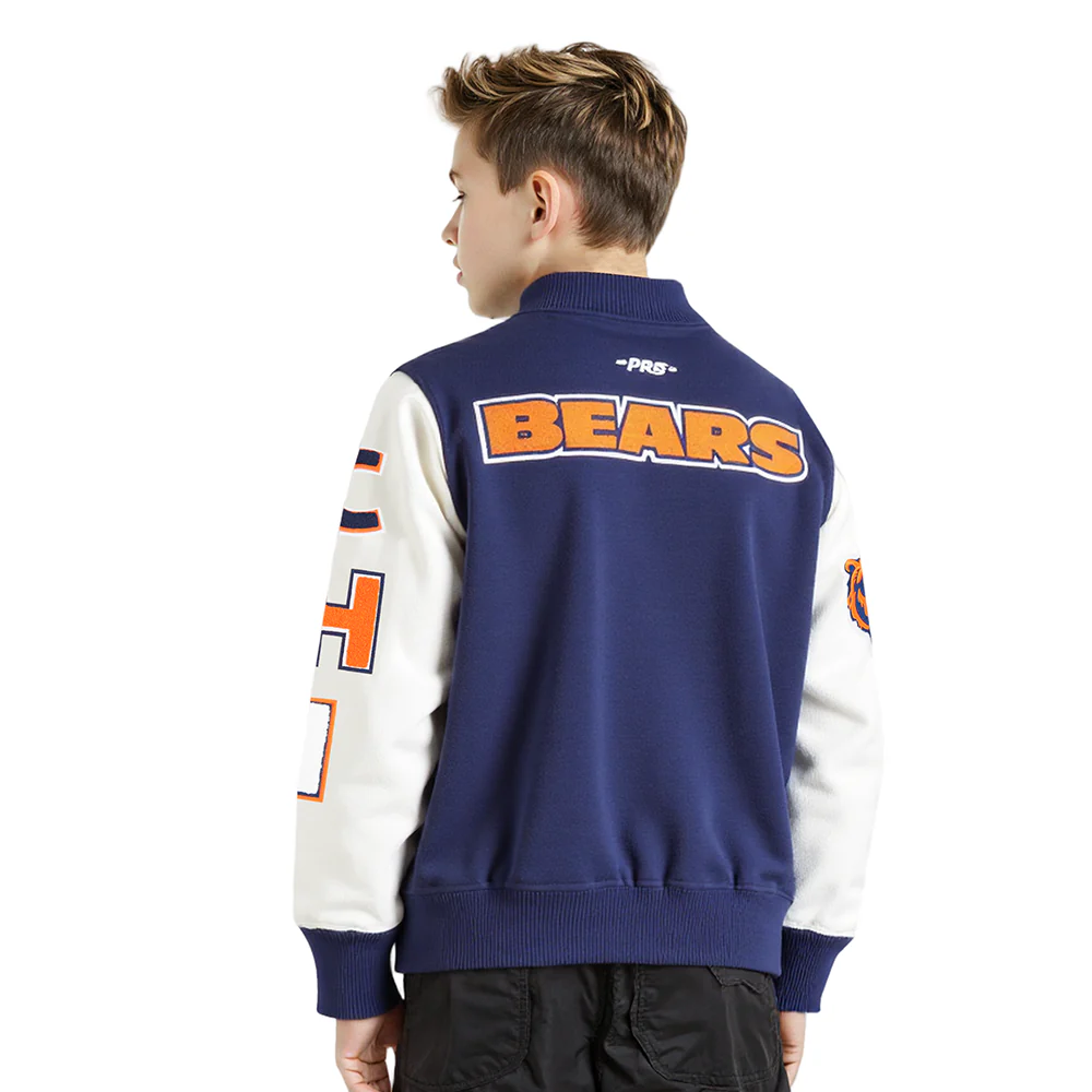 NFL CHICAGO BEARS CLASSIC BIG BOYS WOOL VARSITY JACKET (MIDNIGHT NAVY/WHITE) - Image 10