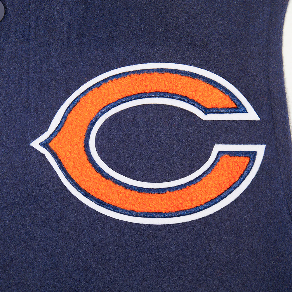 NFL CHICAGO BEARS CLASSIC BIG BOYS WOOL VARSITY JACKET (MIDNIGHT NAVY/WHITE) - Image 5