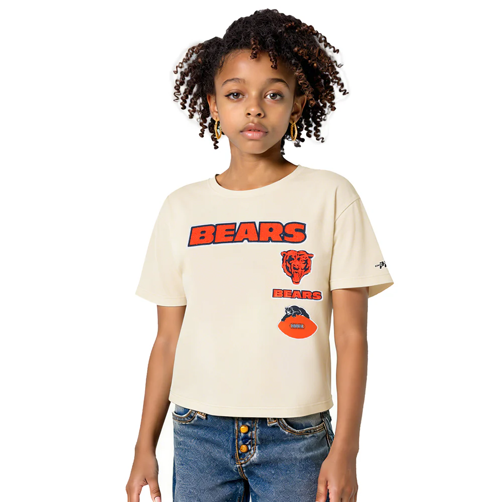 NFL CHICAGO BEARS RETRO CLASSIC BIG GIRL'S SS BOXY TEE (EGGSHELL)