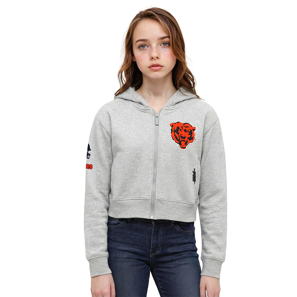 NFL CHICAGO BEARS CLASSIC BIG GIRL'S FLC FZ HOODIE (HEATHER GREY)