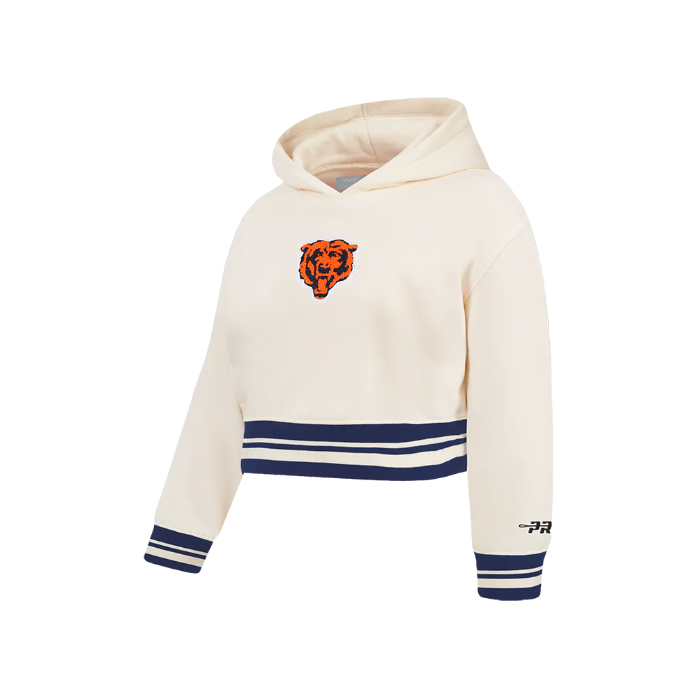 NFL CHICAGO BEARS RETRO CLASSIC BIG GIRL'S RIB FLC PO HOODIE (EGGSHELL/ MIDNIGHT NAVY) - Image 3