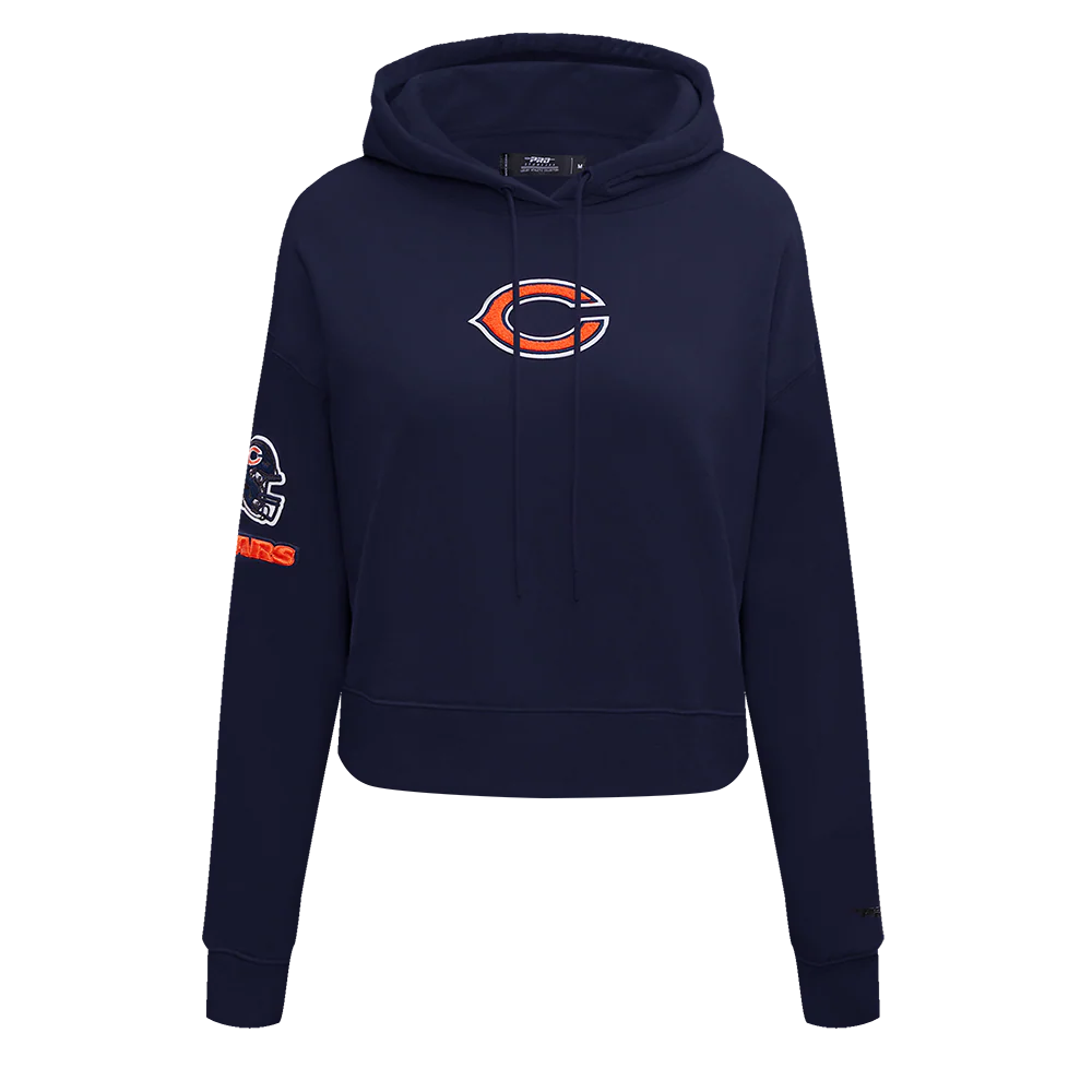 NFL CHICAGO BEARS CLASSIC WOMEN'S FLEECE CROPPED PULLOVER HOODIE (MIDNIGHT NAVY)