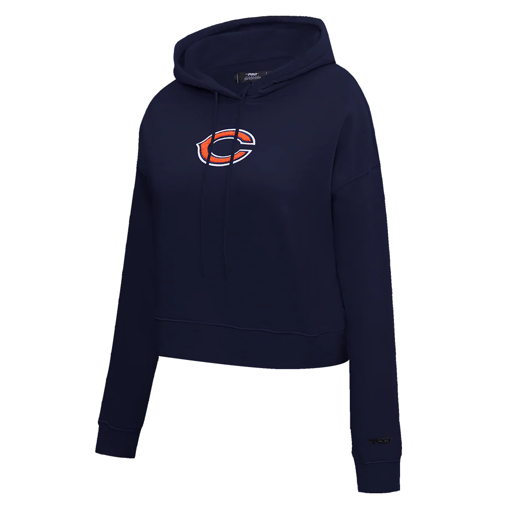NFL CHICAGO BEARS CLASSIC WOMEN'S FLEECE CROPPED PULLOVER HOODIE (MIDNIGHT NAVY) - Image 2