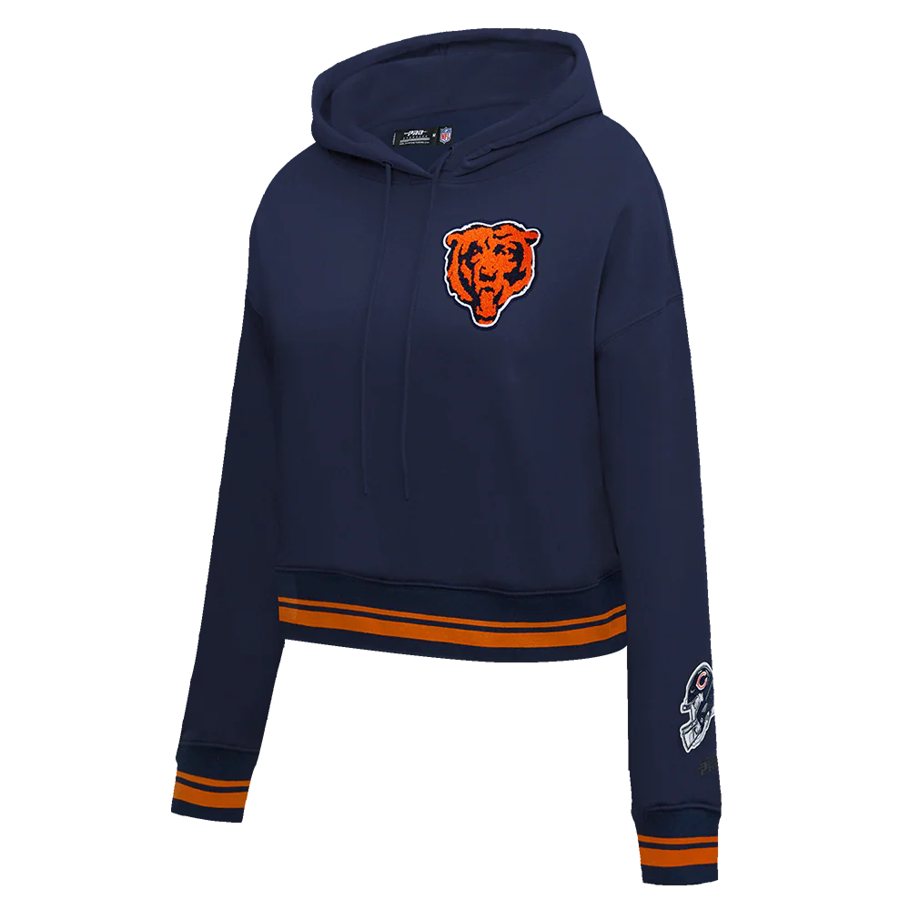 NFL CHICAGO BEARS MASHUP WOMEN'S RIB CROPPED PO HOODIE (MIDNIGHT NAVY/ORANGE/MIDNIGHT NAVY) - Image 2