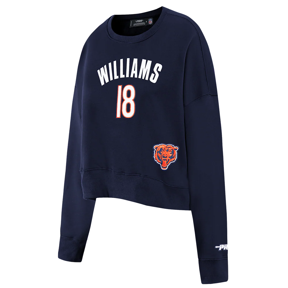 NFL CHICAGO BEARS CALEB WILLIAMS #18 CLASSIC PNN WOMEN'S FLC CREWNECK (MIDNIGHT NAVY) - Image 3