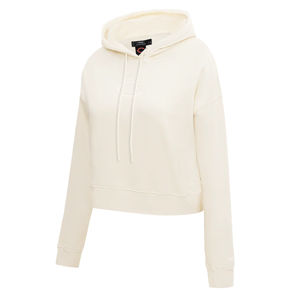 NFL CHICAGO BEARS NEUTRAL WOMEN'S CROPPED PULLOVER HOODIE (EGGSHELL) - Image 2