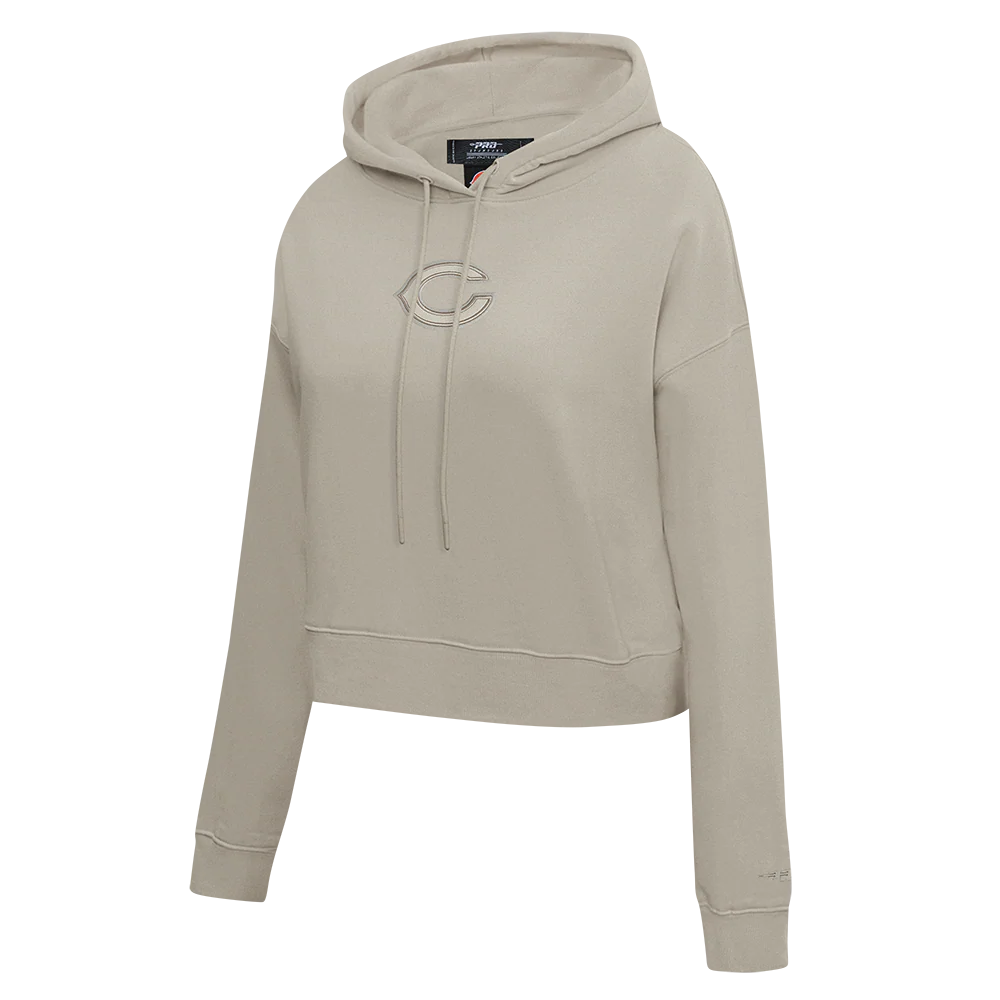 NFL CHICAGO BEARS NEUTRAL CROPPED FLEECE PULLOVER HOODIE (TAUPE) - Image 3