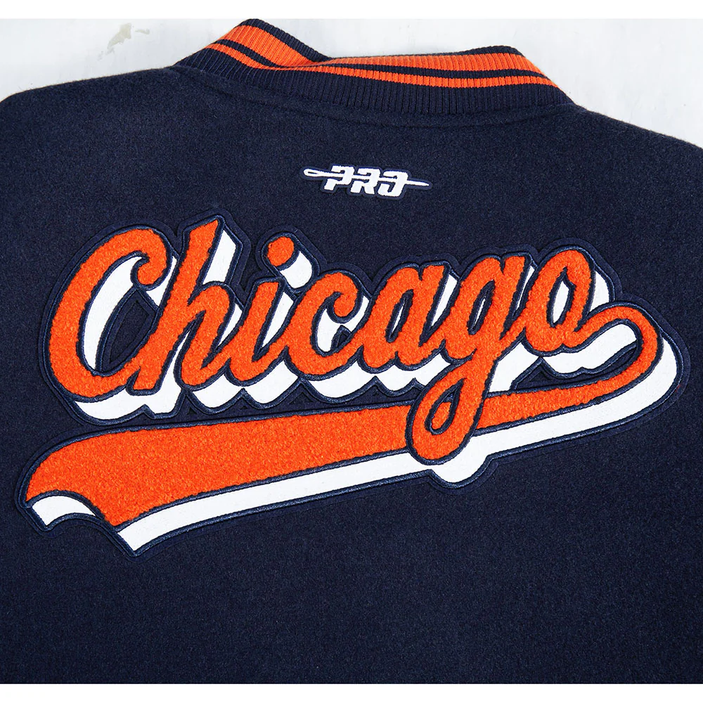 NFL CHICAGO BEARS SCRIPT TAIL WOMEN'S WOOL VARSITY JACKET (MIDNIGHT NAVY/ORANGE/MIDNIGHT NAVY) - Image 7