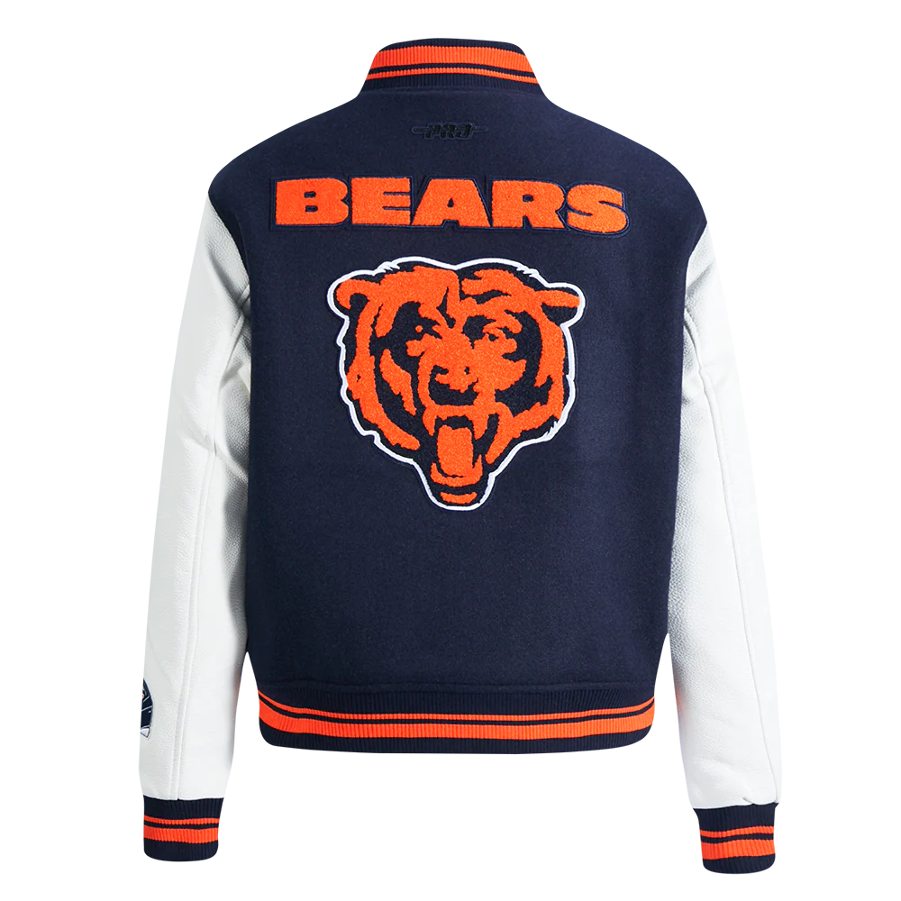 NFL CHICAGO BEARS MASHUP WOMEN'S RIB WOOL VARSITY JACKET (MIDNIGHT NAVY/ORANGE/MIDNIGHT NAVY) - Image 3