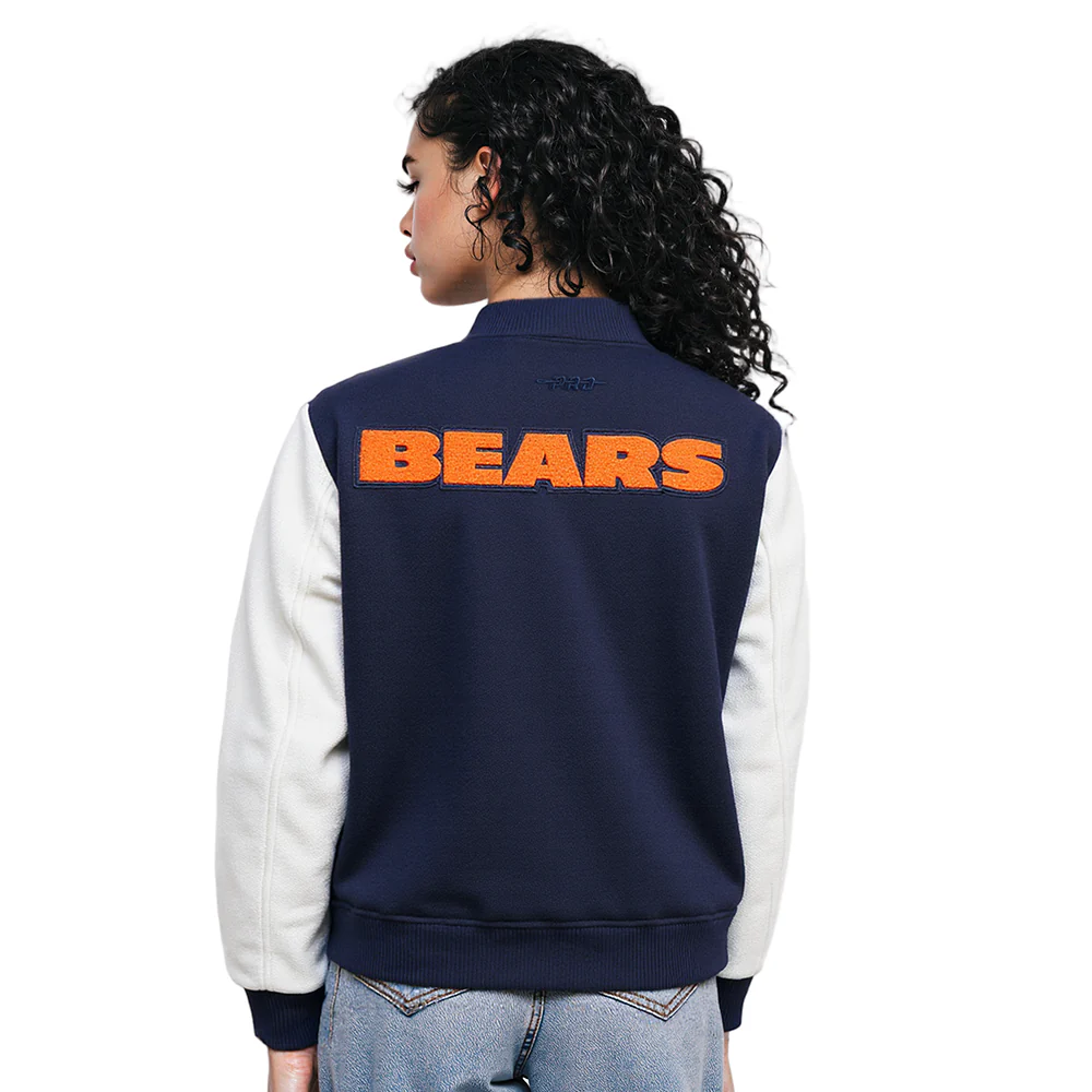 NFL CHICAGO BEARS CLASSIC WOMEN'S WOOL VARSITY JACKET (MIDNIGHT NAVY/WHITE) - Image 12