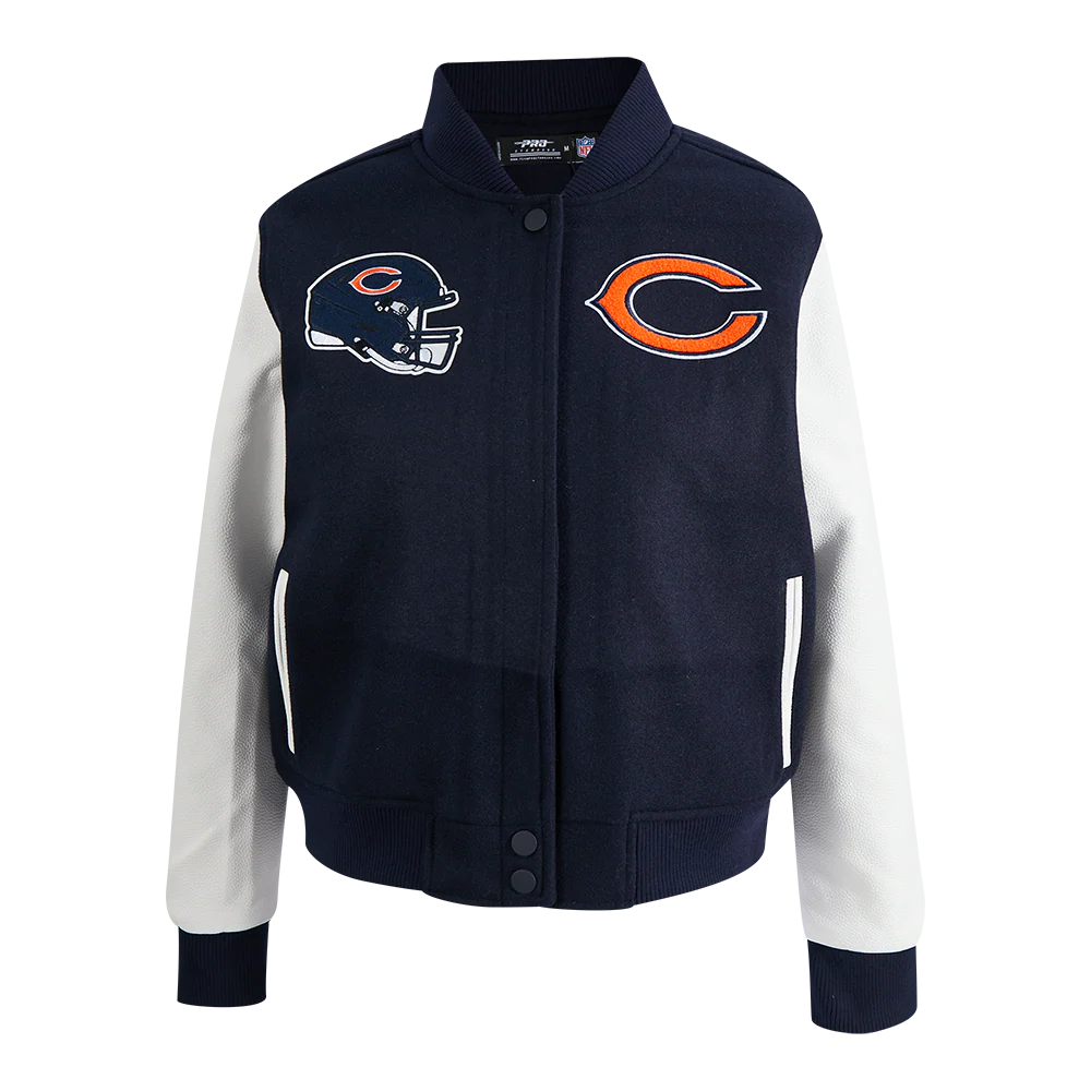 NFL CHICAGO BEARS CLASSIC WOMEN'S WOOL VARSITY JACKET (MIDNIGHT NAVY/WHITE) - Image 3